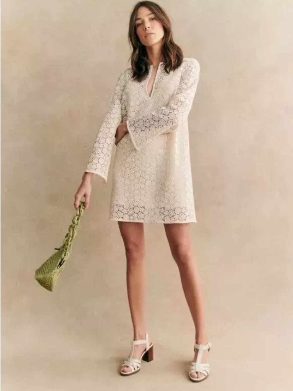 Women's Cream Crochet Dress